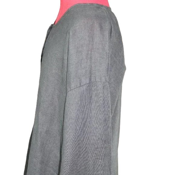 FLAX Black Long Sleeve, Lagenlook Styling Linen Full Cut Top, Size Medium - Picture 4 of 8